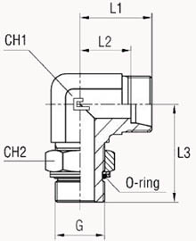 Угловой 90° BSP, уплотнение тип G