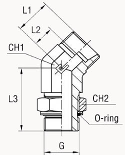 Угловой 45° BSP, уплотнение тип G