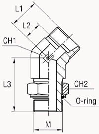 Угловой 45° метрика, уплотнение тип G