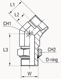 Угловой 45° UNF, уплотнение тип Н