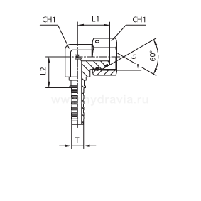 BSP внутренняя резьба - угол 90° COMPACT фиксир. накидная гайка - конус 60° O-RING - ISO 8434-6 (BS 5200)