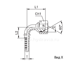 BSP внутренняя резьба - угол 90° фиксир. накидная гайка - конус 60° O-RING - ISO 8434-6 (BS 5200)