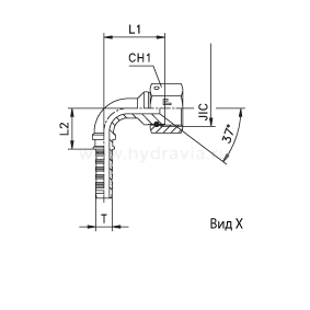 JIC внутренняя резьба - угол 90° фиксир. накидная гайка - конус 74° - ISO 8434-2 (SAE J514)