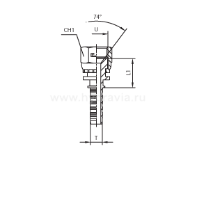 JIC внутренняя резьба - предварительно обжатая гайка - конус 74° - 8434-2 (SAE J514) JIC внутренняя резьба - предварительно обжатая гайка - конус 74° - 8434-2 (SAE J514)