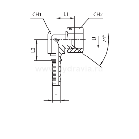 JIC внутренняя резьба угол 90° COMPACT фиксир. накидная гайка - конус 74° - ISO 8434-2 (SAE J514) JIC внутренняя резьба угол 90° COMPACT фиксир. накидная гайка - конус 74° - ISO 8434-2 (SAE J514)